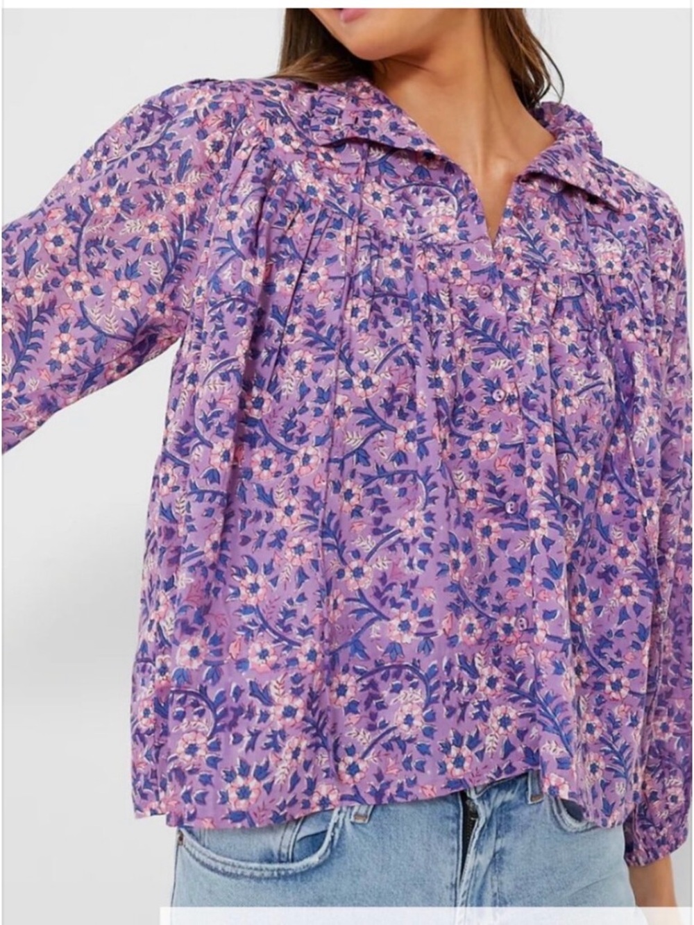 Emerson Fry India Collection violet Glower Emmaline Button-Front Blouse LN